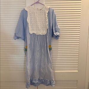 Blue and White Maxi Dress